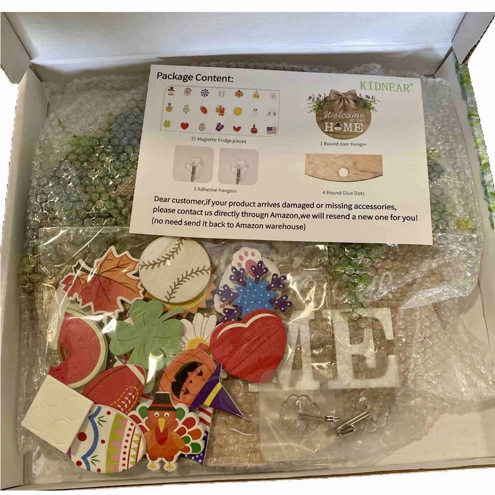 Interchangeable Welcome Sign Front Door, Seasonal Welcome Round Fall Wood Wreath - Picture 6 of 9